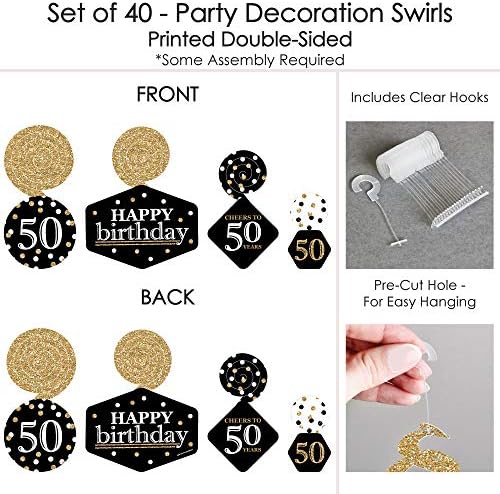 Grande ponto de felicidade adulto 50º aniversário - ouro - festa de aniversário pendurando decorações verticais