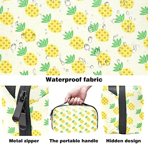 Bolsa de maquiagem amarela de abacaxi para bolsa de viagens portáteis de viagens portáteis para saco de beleza de higiene pessoal para mulheres