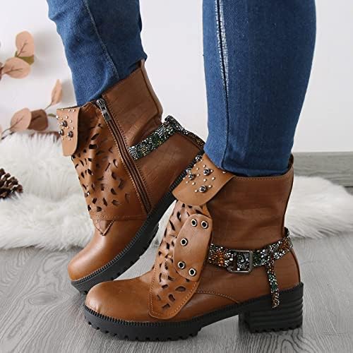 Botas de tornozelo feminino Sapatos confortáveis ​​apontados com calçados de calçados ocidentais