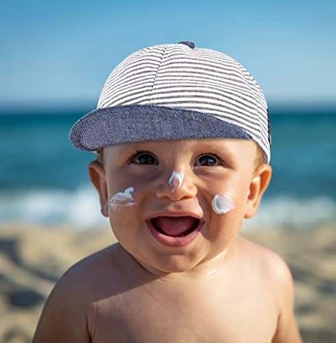 Capinho de beisebol do menino bebê listrado sunhat letra de proteção solar, chapéu de sol para menino e menina