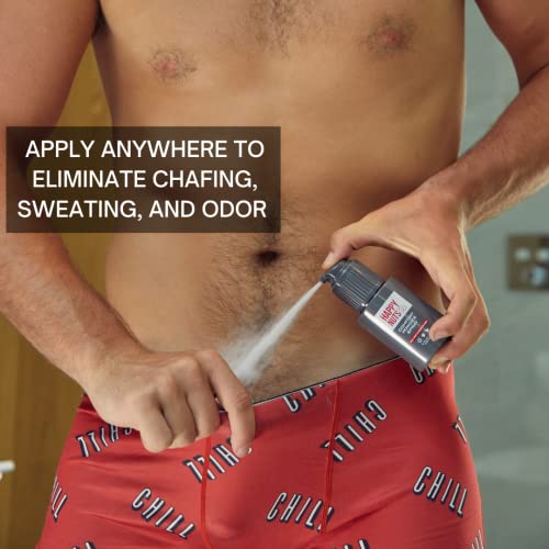 Happy Nuts Mens Comfort Spray em pó: Anti-cafing e desodorante, livre de alumínio, controle de suor e odor para as partes íntimas masculinas