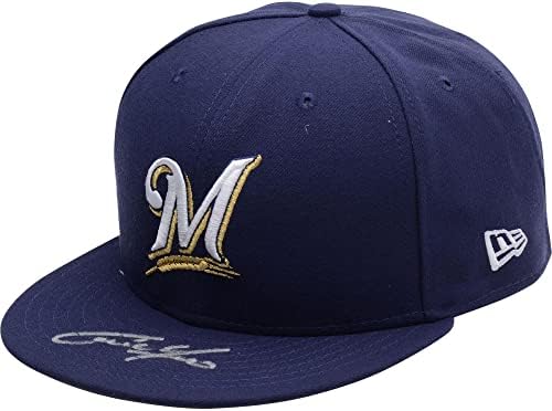 Christian Yelich Milwaukee Brewers autografou a nova era da era - chapéus autografados