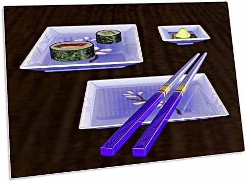 3drose boehm gráficos Japão - Placas e pauzinhos azuis de sushi - tapetes de mesa de mesa