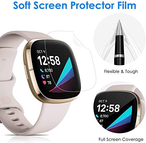 Protetor de tela de 12 pacote Nanw compatível com Fitbit Versa 4/Sense 2/Sense/Versa 3, cobertura completa de