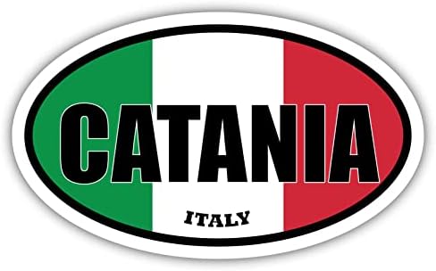 Catania Itália Bandeira Oval Decal de Vinil adesivo 3x5 polegadas