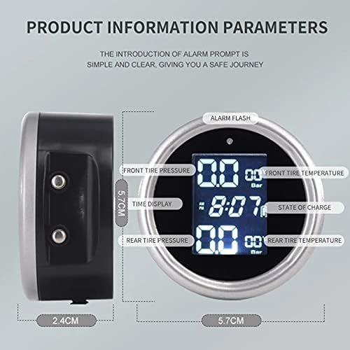 SJYDQ Solar TPMS Alarm Motorcycle LCD Digital Display Pressão Monitor de pressão de alta precisão