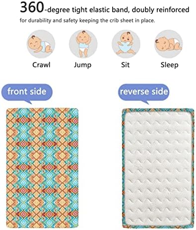 Lençóis de berço ajustados com faixas bohemianas, lençóis de berço portáteis, lençóis de colchão de colchão