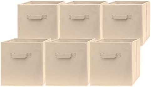 Pomatree 13x13x13 polegadas Cubos de armazenamento - 6 pacote - grandes caixas de armazenamento | Alças duplas |