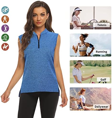 Misyula Womens Golf camisetas zípeira de colarinho de pólo de pólo pólo tênis atlético Tops