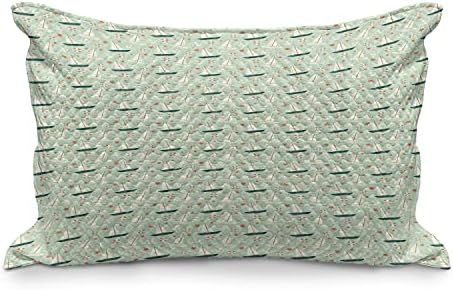 Ambesonne Náutica acolchoada na capa de travesseiro, elementos marinhos veleiros e estrelas, capa padrão de travesseiro