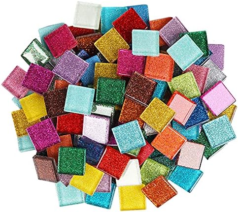 Tilhas de mosaico 50 peças / 200 g de pacote de mosaico de cristal glitter suprimentos para decoração doméstica, artesanato de bricolage, placas, molduras, vasos de flores - ladrilhos quadrados de 2x2 cm