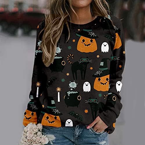 Zefotim feminino plus size sweater de halloween camisetas gráficas sexy sweethirts de manga longa casual