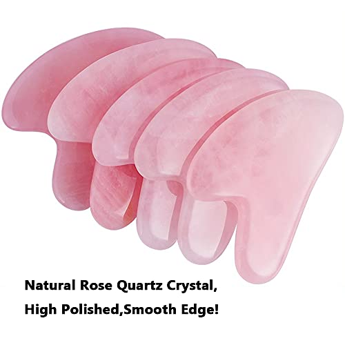Ferramentas faciais do quartzo de rosa de quartzo, ferramenta de massagem natural de jade sha sha, ferramenta