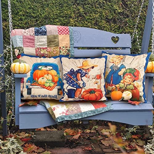 Capwerd Fall Pillow Capas de 18x18 polegadas conjunto de 4 decoração de outono ao ar livre Decoração