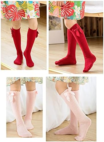 Qandsweat meninas de joelho meias altas kdis menina vestido princesa meias de arco de 0 a 8 anos