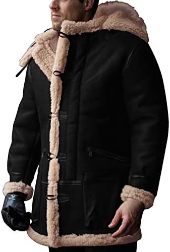 Homens de tamanho com capuz com capuz com capuz de inverno Coloque de lapela de manga comprida jaqueta de
