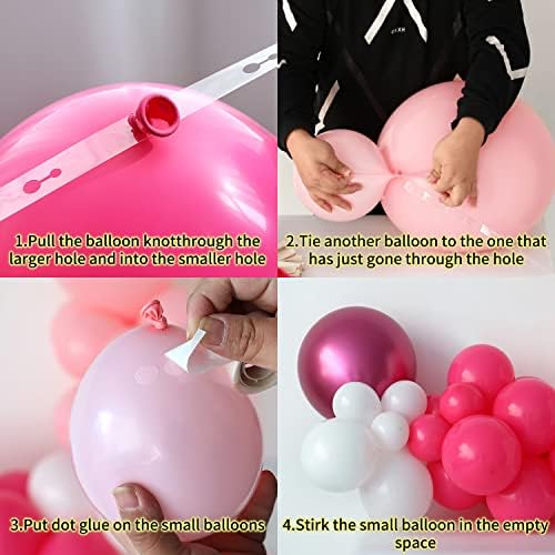 157pcs kit de guirlanda de arco de balão rosa, balões de cromo vermelho rosa quente para meninas de aniversario