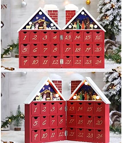 Wooden Christmas Advent Calendar Countdown para o Natal Led Holiday Decoration for Home Table Office