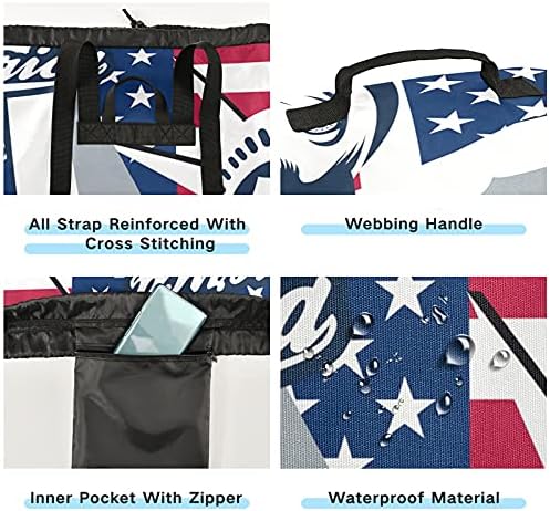 Hawk American Flag Salund Saco com alças de ombro Lavanderia Backpack Saco de tração Fechamento de traço