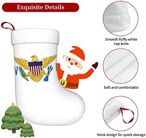 QG ZZX Christmas meias com bandeira de punho super macio super macio das meias de Natal das Ilhas Virgens Estados