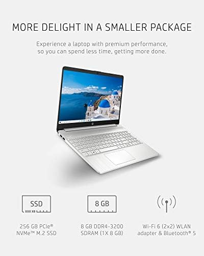 Laptop HP 15, processador AMD Ryzen 3 3250U, RAM de 8 GB, armazenamento de SSD de 256 GB, tela micro-borda HD de 15,6 polegadas, Windows 10 Home, bateria de longa duração, carga rápida HP, webcam 720p