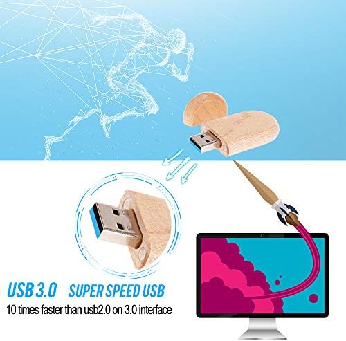 64 GB USB3.0 Caixa oval de acionamento flash de madeira, pouquíssimo de madeira USB Drive 64g USB 3.0 Super-Speed
