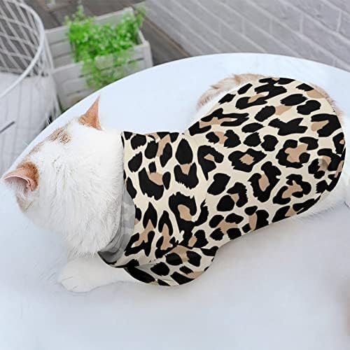 Padrão de leopardo gato camisa de uma peça figurinidade de cachorro na moda com acessórios para animais de estimação