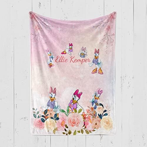 Angeline Kids USA Feito Cobertores de Bebê Personalizados, Cobertão de Baby Duck Duck Pink Duck Com nome, Presente personalizado para meninas para meninas no aniversário de Natal 30x40 Minky