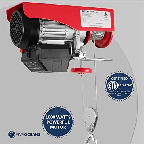 Five Oceans Electric Hoist, Hist Polley System, guincho elétrico de 1100 lb com controle remoto sem fio 110 volts