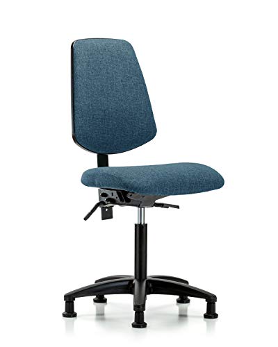 Labtech Seating LT42264 Cadeira de bancada média, tecido, base de nylon de fundo médio - desliza, azul