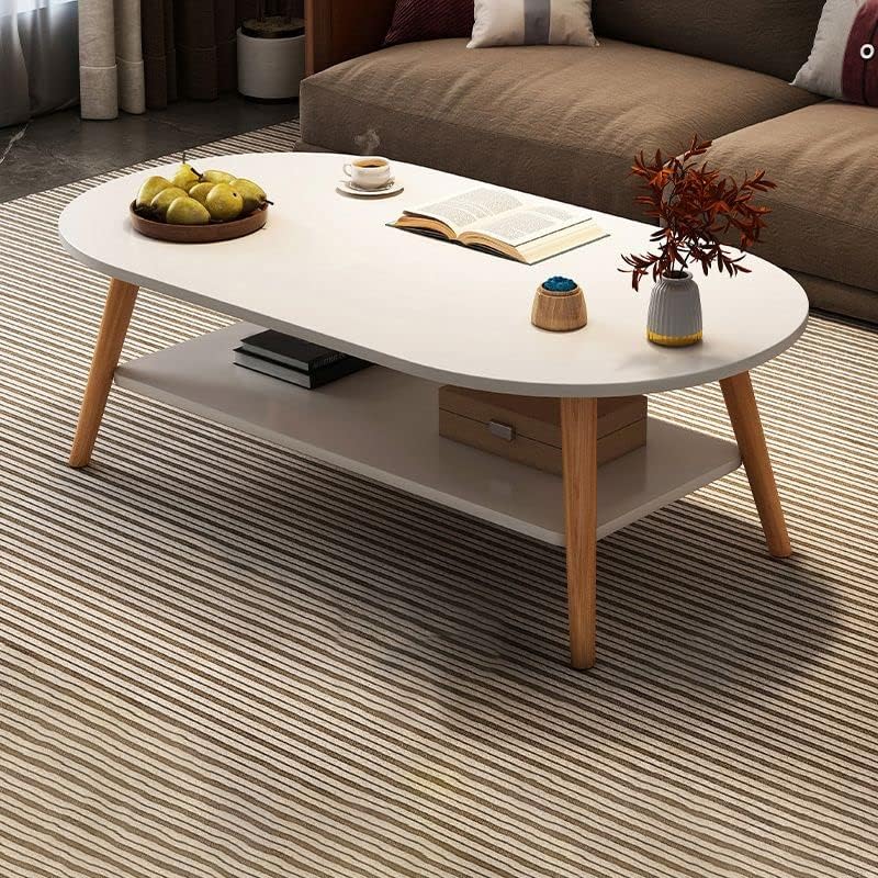 Conjunto de mesa de café de pensamento de artesanato, contemporâneo moderno oval de madeira de madeira mesa de café mesa lateral mesa final 4 pernas para sala de estar, 31,5 l x 16 w x 16,5 h
