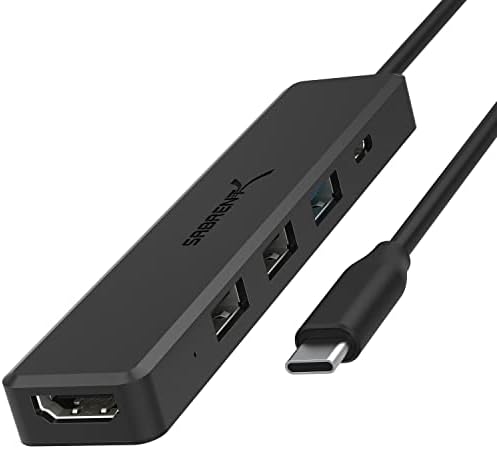 Sabrent Multi Port USB C Hub com 4K HDMI | Porta de entrega de energia do tipo C | 1 porta USB 3.0