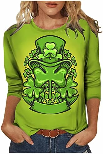 Camisa do dia de St Patricks Mulheres 3/4 Manga Irish Shamrock Tees Graphic Tees Funny Lucky Tshirts Blusa