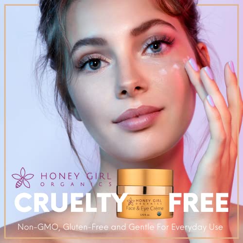 Honey Girl Organics Face & Eye Crème, hidratante facial orgânico certificado pelo USDA e sob creme