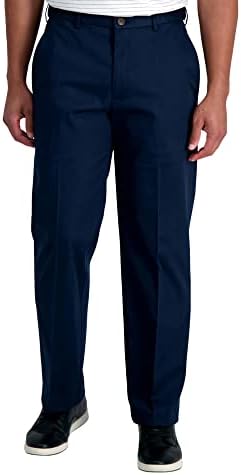 Haggar Men's Premium No Iron Khaki Classic Fit Caist Expandível Front Front Pant Reg. e tamanhos grandes e altos