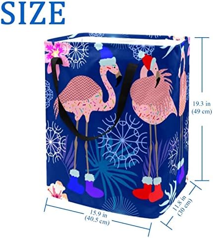 Chapéu de natal flamingo estampa de flor dobrável cesto de lavanderia, cestas de lavanderia à
