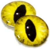Olhos de vidro de gato de 10 mm em dragão de fantasia amarelo para esculturas de bonecas ou jóias fazendo