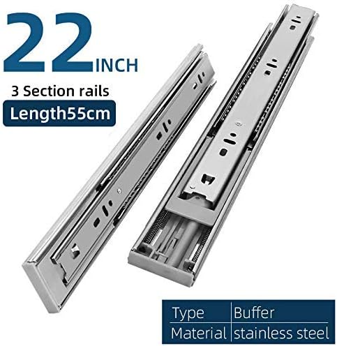 Trilha da gaveta wxjlyzrcxk, faixa de aço inoxidável de 10-22 ”Trilha deslizante Slide Trilha Soft Fechar