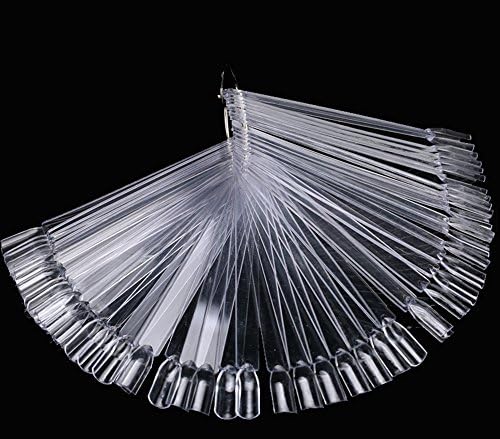 Yueton 2 sets 100 dicas forma de ventilador branco e transparente dicas de arte de unhas de plástico exibir prática
