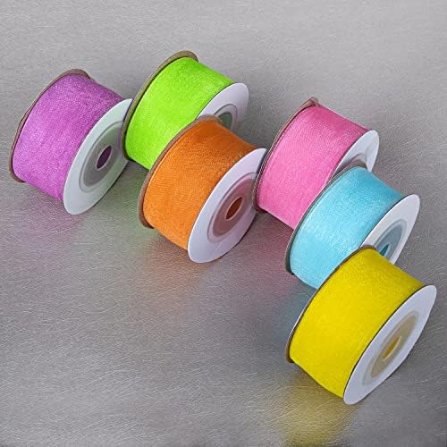 Sofire 6 Spools Ribbon Páscoa Ribbon Ribbon Summer Color Ribbon Sheer Chiffon Ribbon Organza Ribbon para