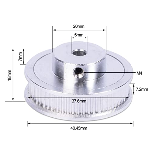 Polia de cronometragem GT2 Roda síncrona - 60 dentes de 5 mm Polia de correia de tempo de alumínio para impressora 3D