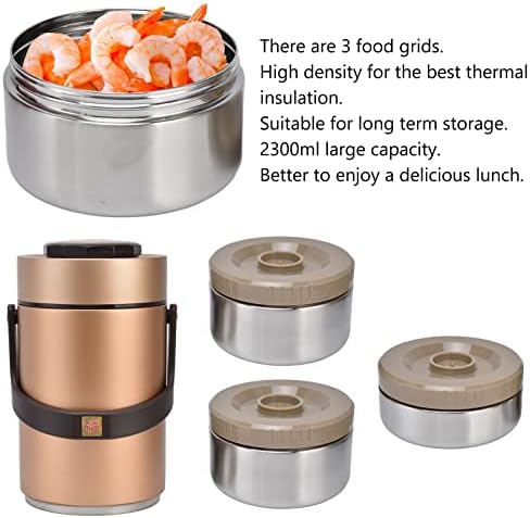 Caixa Bento, 3 camadas Bento Lunch Box Lunch Box Set com design de camada Design de alimentos portáteis Recipiente térmico Bento Caixa para trabalho 2300ml
