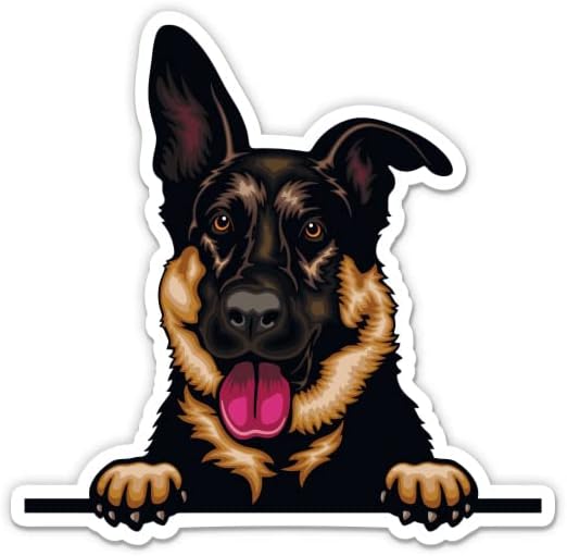 Alemão Shepherd Peeking Dog Sticker - Adesivo de laptop de 3 - Vinil à prova d'água para carro, telefone,