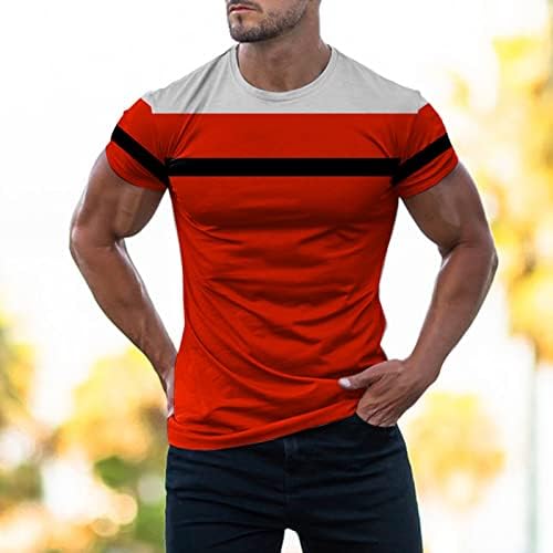 HDDK Summer Mens v pescoço de manga curta camisetas coloridas bloco colorido de retalhos de retalhos