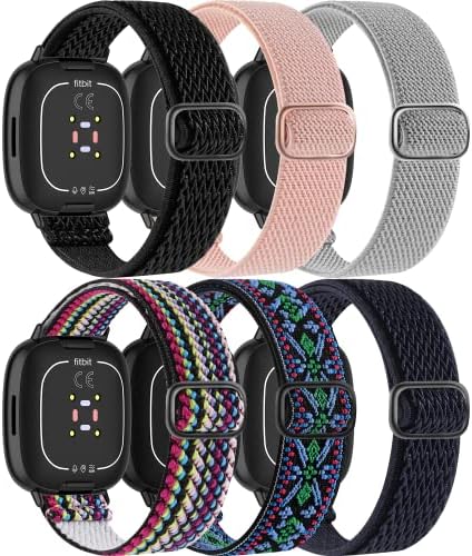 Bandas de nylon zpjpplx compatíveis com Fitbit Versa 4/Sense 2, para Fitbit Versa 3/Sense elástico pulseira