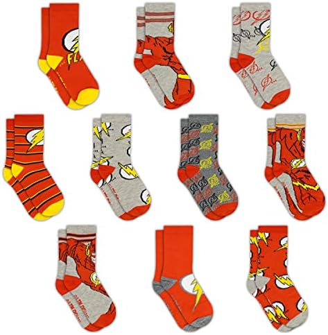 DC Comics Socks para meninos, meias de garotos de 10 pacote, meias de criança com o Batman, Superman, Mulher Maravilha e Flash