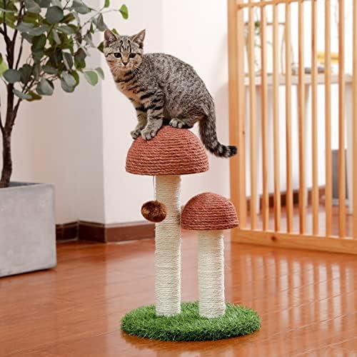 Lepsjgc gato scratcher cogumelo engraçado gatinho duplo arranhando postagens sisal brinquedos