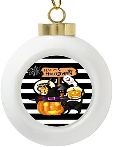 Abóboras pretas gatos fantasmas em listras pretas e brancas enfeites de christmas ornamento de