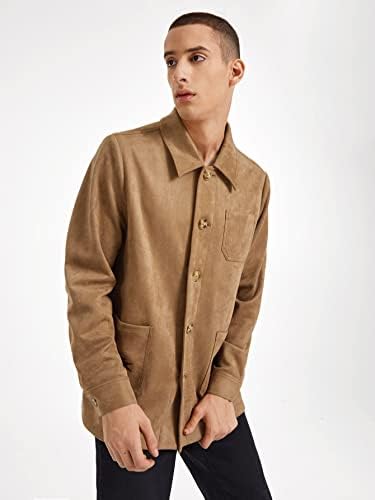 Jaquetas para homens jaquetas masculinos de bolso de bolso de botão de bolso para cima