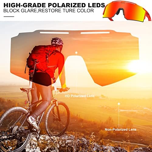 Óculos de sol esportivos polarizados para homens e mulheres, uv400 óculos de sol à prova de vento